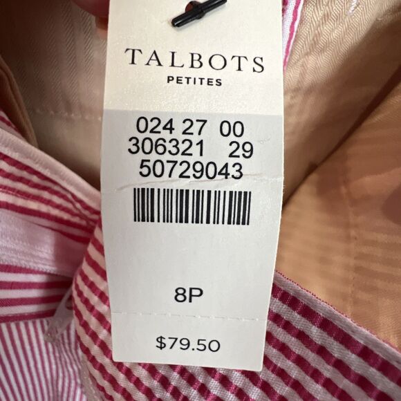 NWT Talbots Women's Perfect Skimmer Pedal Pusher Seersucker Pinstripe Pant Sz 8P - Picture 16 of 16